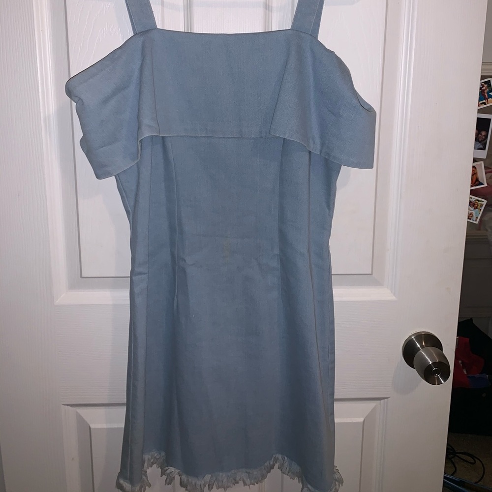 denim cold shoulder dress